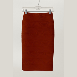 Chic Textured Pencil Skirt in Rust
